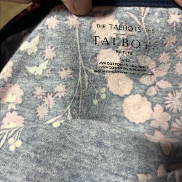 Talbots petite large Floral Bateau Neck Long Sleeve Tee Shirt 24” L 19” … - Picture 7 of 9